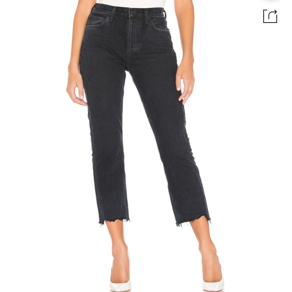 Agolde Riley Hi Rise Button Fly Dark Wash Jean 29
